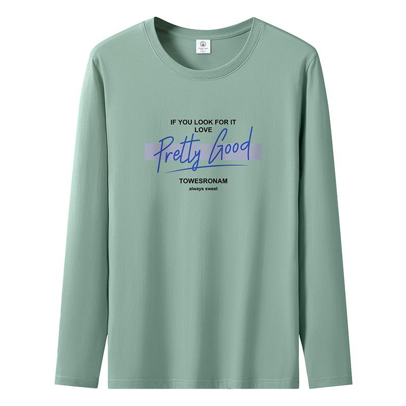 Całkiem Dobry Wzór Męski T-shirt z Długim Rękawem Czysta Bawełna Męski Casualowy Pulower S-5XL