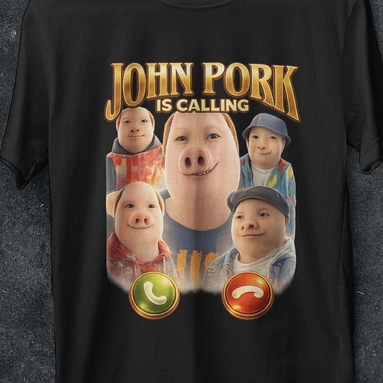 John Pork Is Calling t shirt, john pork calling, funny meme t shirts, adult humor shirt, meme vintage t shirt, brainrot shirt, gift for her XL
