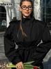 Boutique Design Aesthetic Autumn & Winter Loose Fit Slimming Belted Long Sleeve Stand Collar Commute Versatile Windbreaker Jacket
