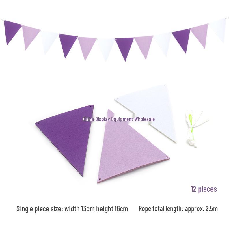 Triangle Flag Bunting for Kindergarten Decoration - Children's Room & Birthday Party Decor with Girlish Heart Design