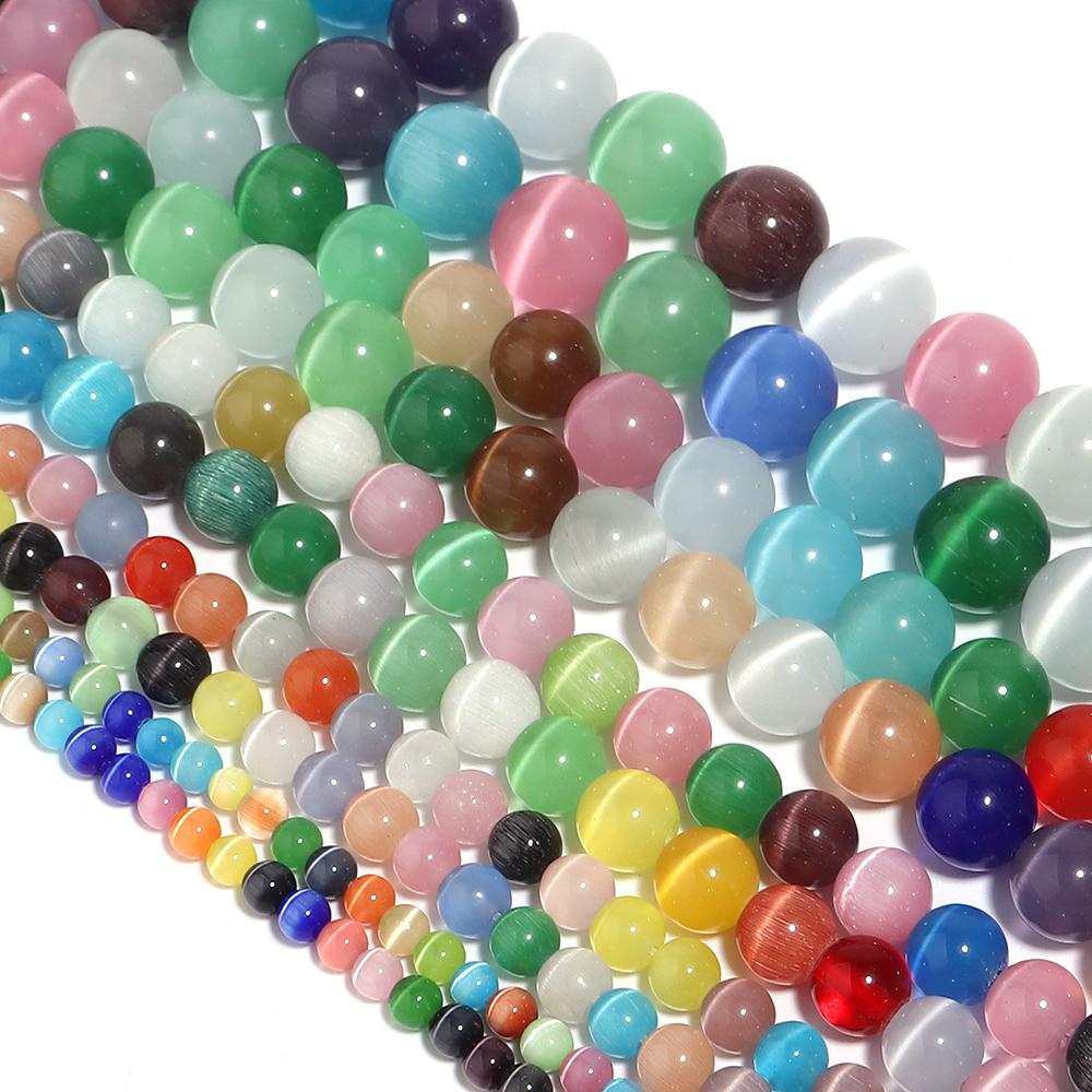 1 Strand 4/6/8/10/12mm Cat Eye Stone Beads Natural Stone Beads Loose Beads For Jewelry Making DIY Bracelets Necklace Accessories