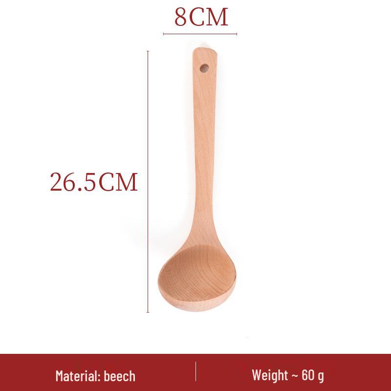 Japanese Non-Stick Wok Set: Spatula, Soup Ladle, Rice Spoon, Frying Pan, Stir-Fry Utensils, Solid Wood Handles