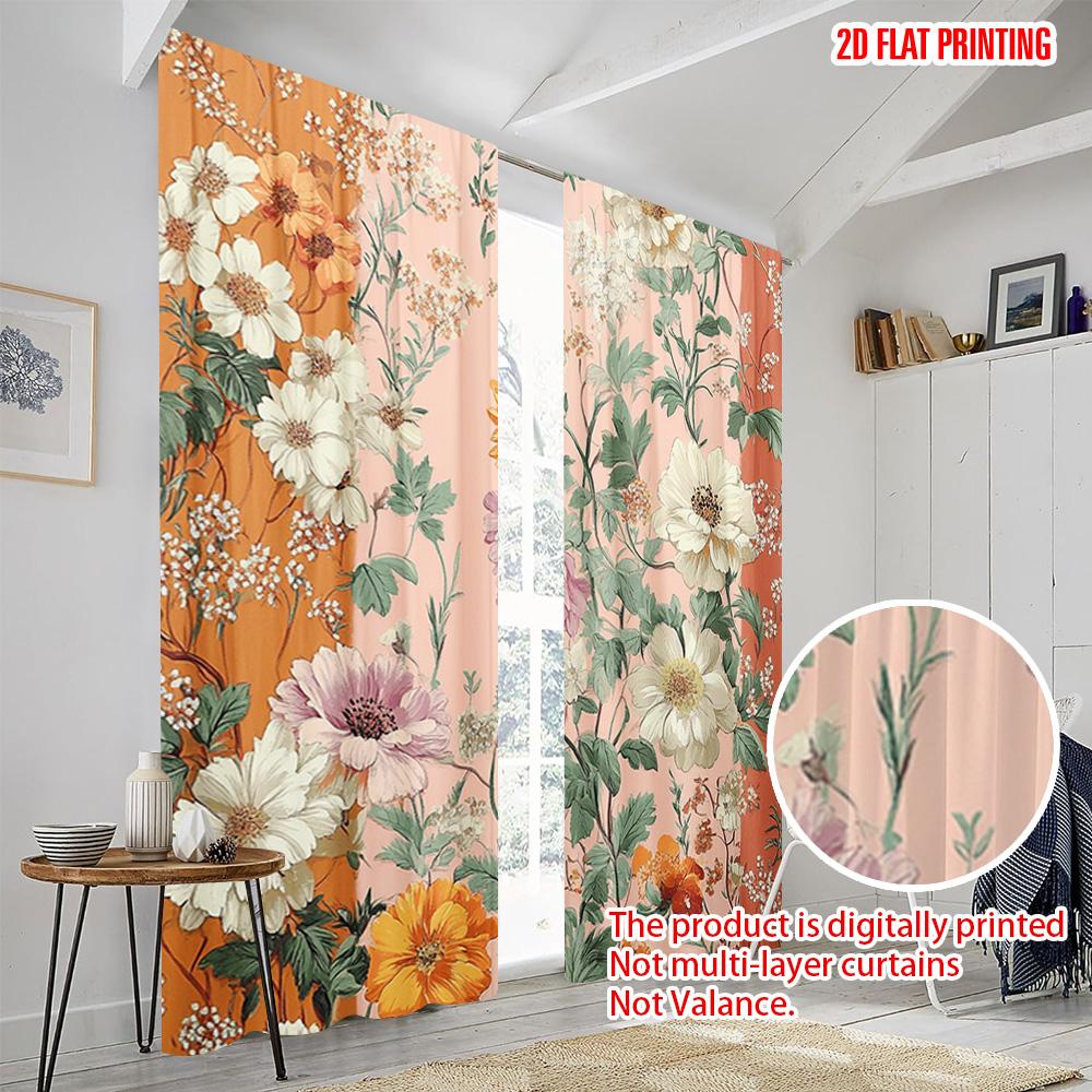 2pcs   plane printing Creative Curtains Bohemian Flowers Colorful Durable Polyester (without rod) Gifts Perfect for Living Room