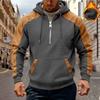 Herren Kariert Colorblock Kapuzenpullover Fleece Warm Taktischer Pullover Langarm Herrenbekleidung