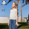 CHANZUIGOU Girls' Ice Silk Bowknot Sleeveless Top