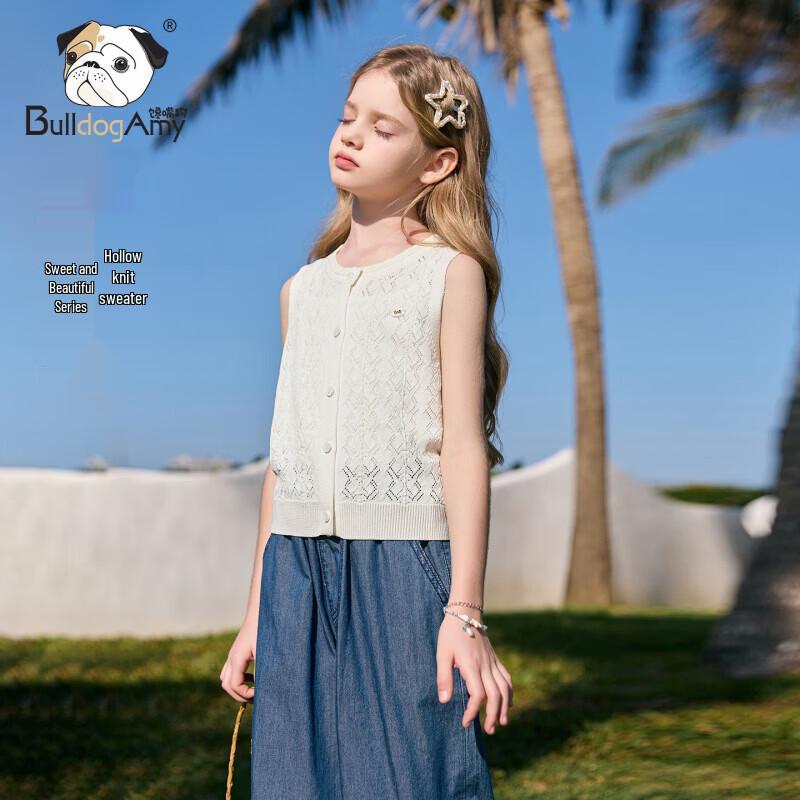 CHANZUIGOU Girls  Ice Silk Bowknot Sleeveless Top 130 cm