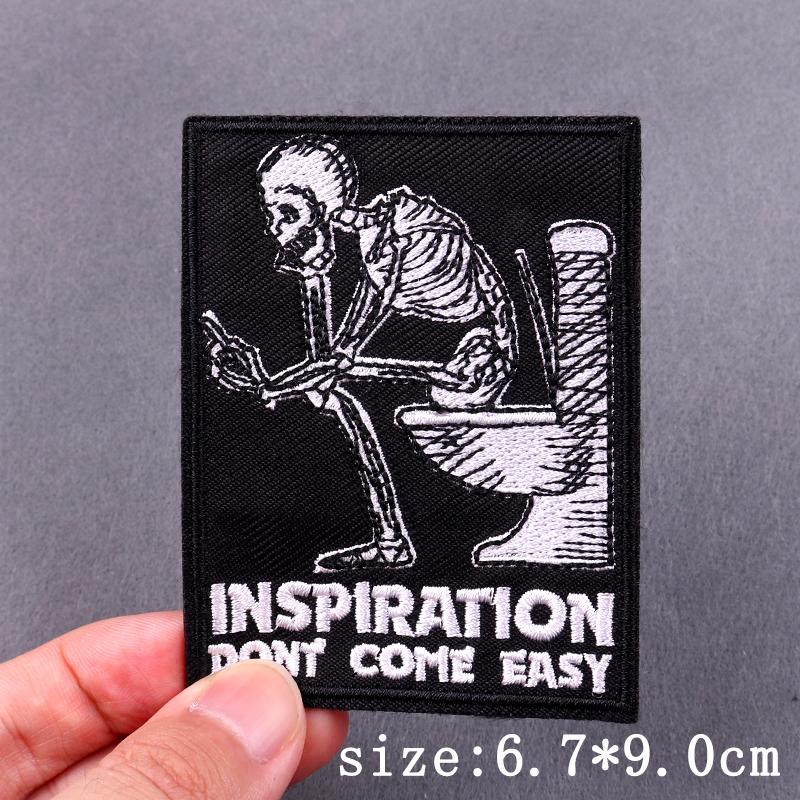 Punk Skull Embroidered Patches For Clothing Hip Hop Patch Iron On Patches For Clothes Grim Reaper Embroidery Patch Stripe Badges