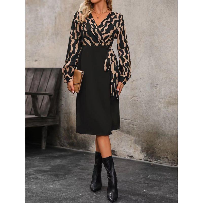 

Fashion Style 2025 Spring and Summer New Arrival Women s Clothing Fashion Temperament Printed Long Sleeves Dress Women s Mid Length Long Length Skirt Picture Color S