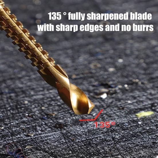 Titanium Coated HSS Twist Drill Bits, 3-8mm Serrated Side Cutting Drill Bit, Hex Shank Serrated Cutting Drill Bits, Drill Bit Woodworking Tools, Hole
