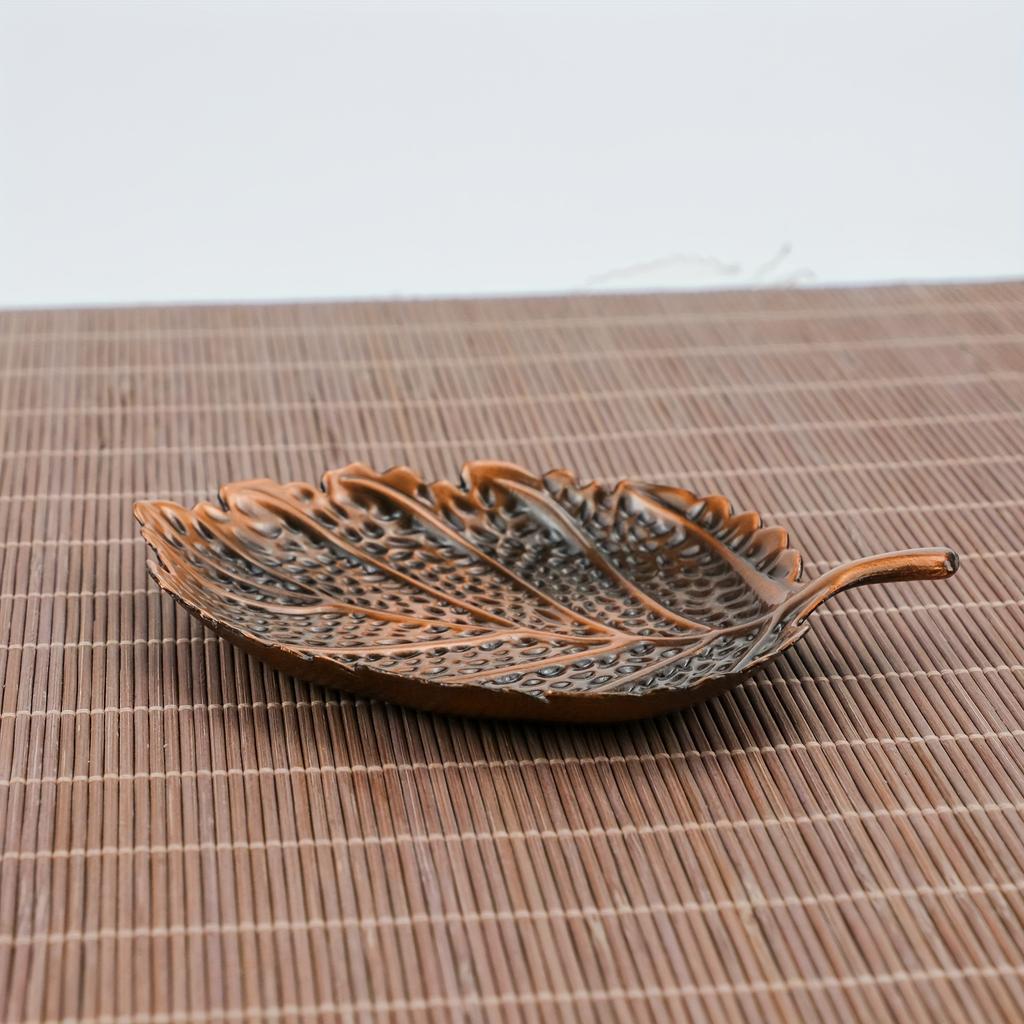 1Pc Leaf Coaster and Incense Burner - Dual Purpose Zinc Alloy Trinket Tray, Home Decor