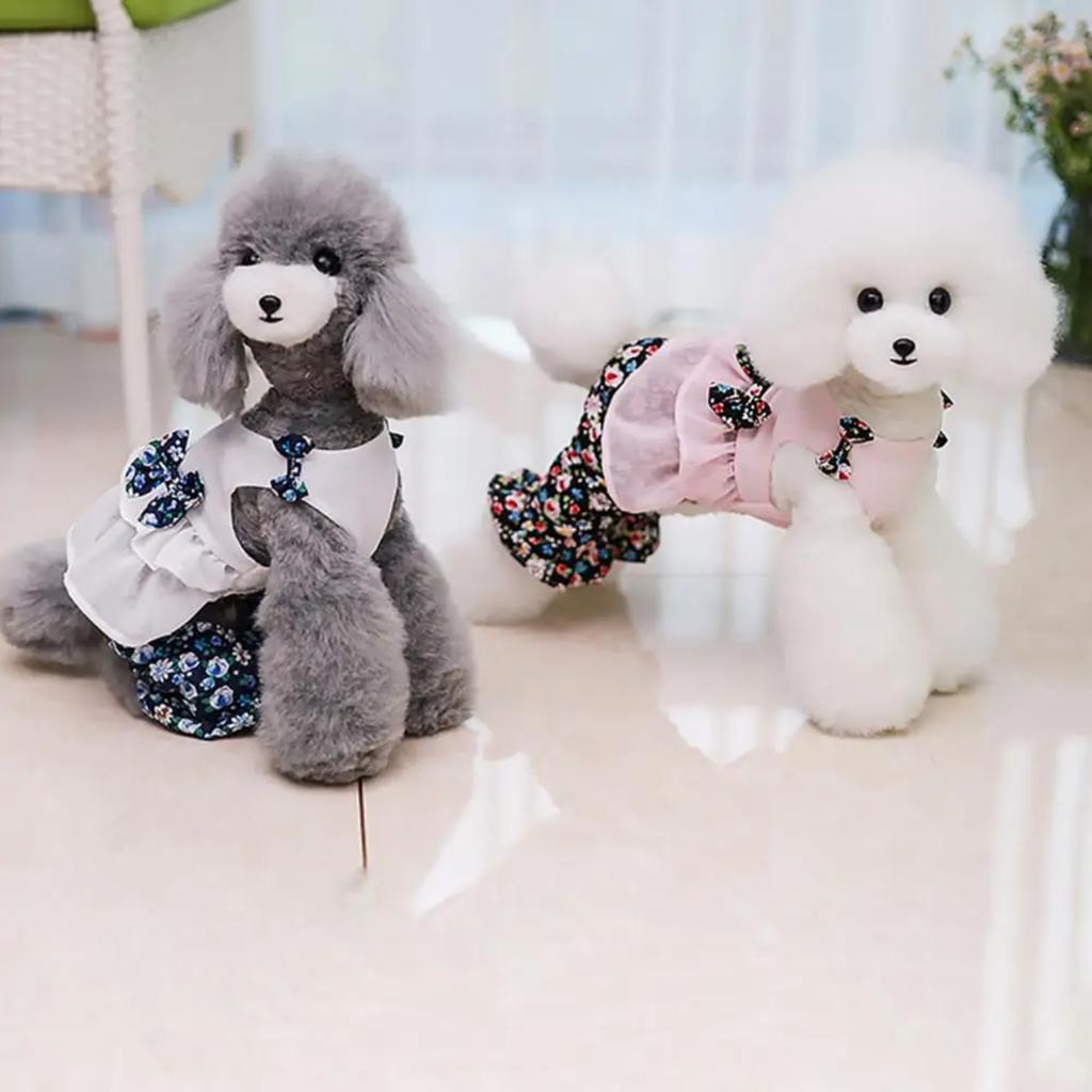 New Excellent Soft Texture Dog Jumpsuit Thin Decorative Floral Printed Pet Bowknot Summer Clothes Overalls for Dogs