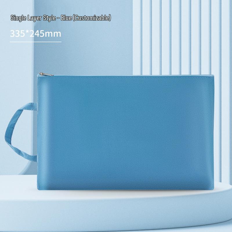 A4 Double-Layer Waterproof Document Bag - Oxford Cloth, Large Capacity, Zippered for Students