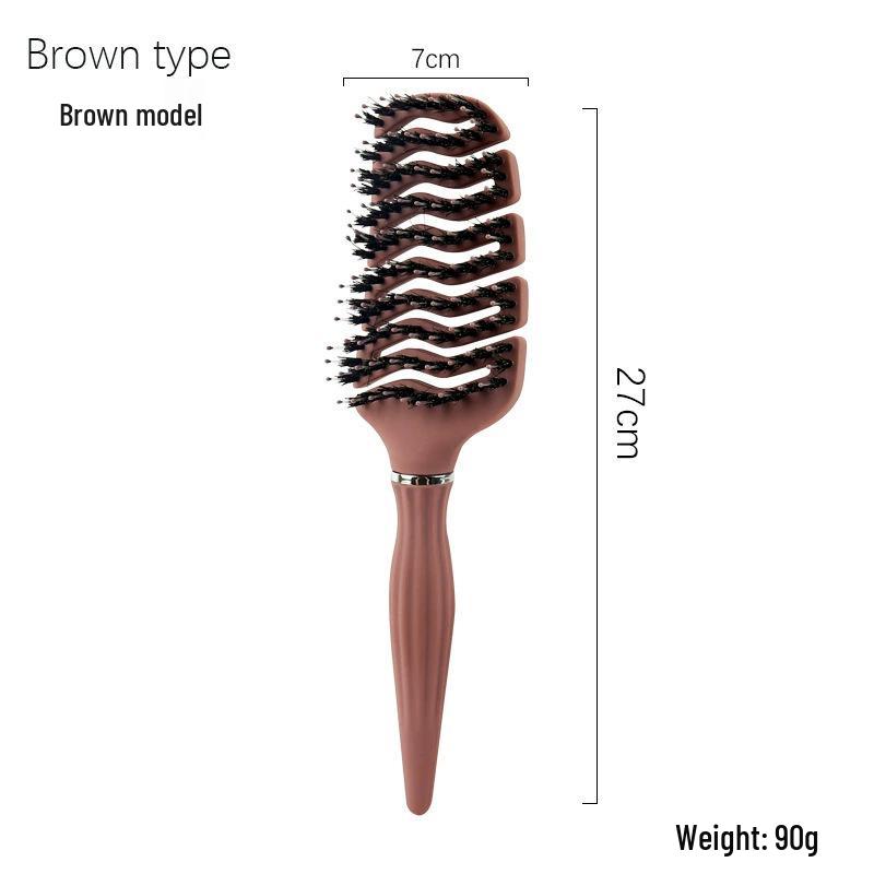 Fluffy Large Curved Hairdressing Comb - Arc-Shaped Massage and Curl Styling for Men & Women Smooth коричневый