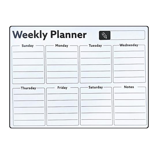 Magnetic Dry Erase Whiteboard for Fridge Reusable Monthly Calendar & Weekly Planner Blackboard Style Note Pad Kitchen Message Board