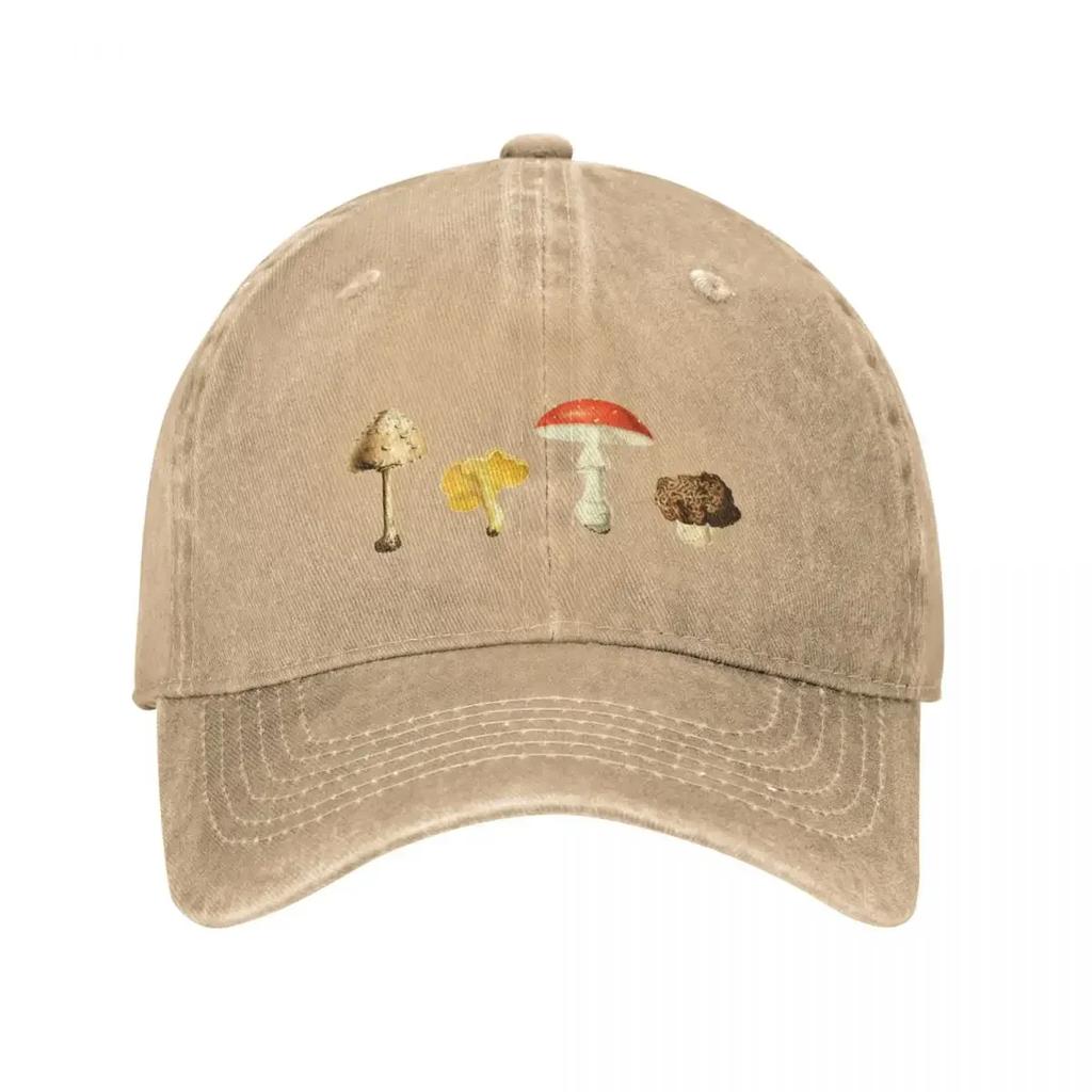 Autumn Mushrooms  4 Vintage Mushroom Illustrations Baseball Cap Party Hat Funny Hat GirlS Hats Mens