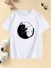 Cute Cat Graphic Kids Tshirts Summer Short Sleeve Tees Cartoon Animal Boys Girls Clothes Kawaii Kitten Tops Y2K Children Tshirt