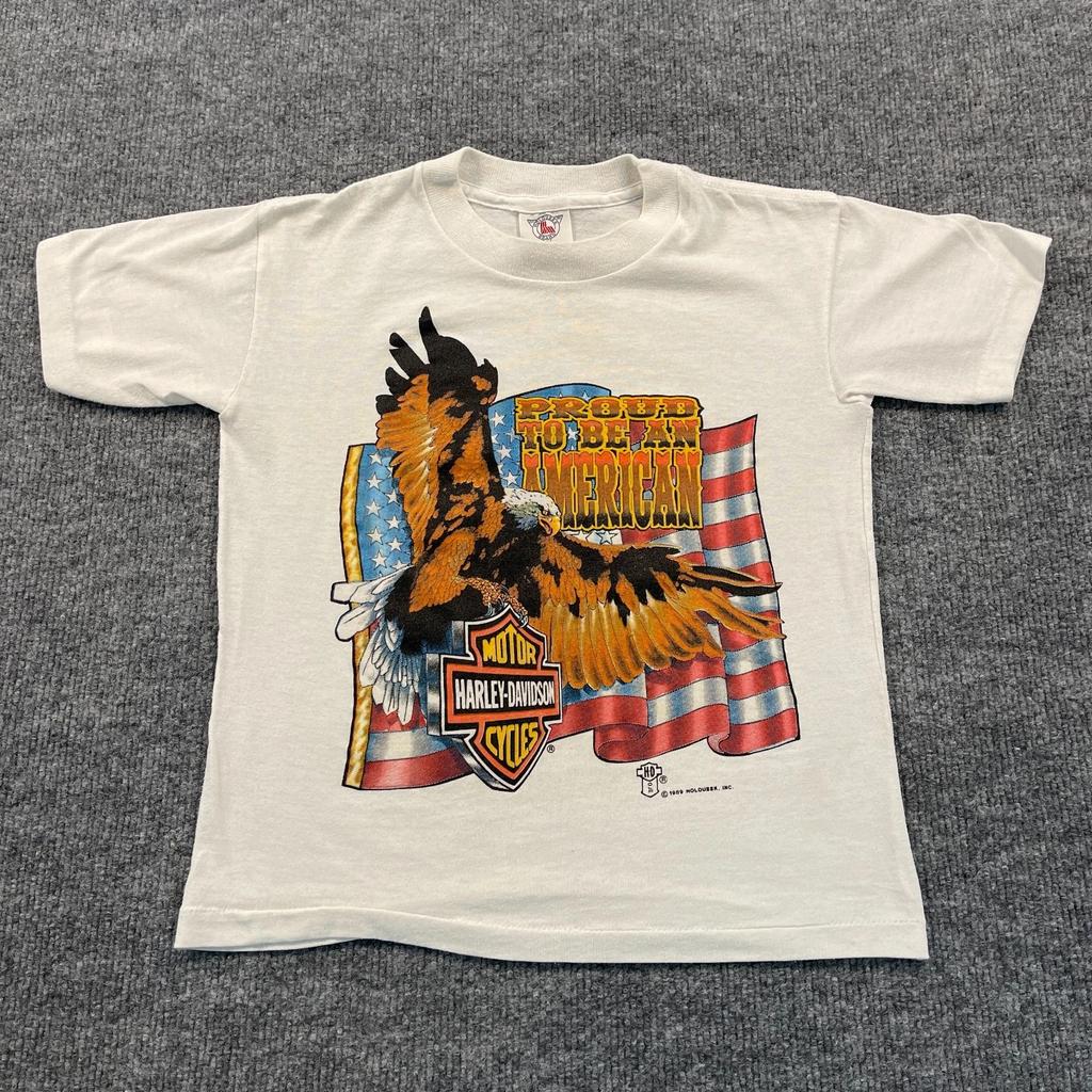Maglietta Vintage Harley-Davidson Aquila 1989 Ragazzi Taglia Media 16x19 Orgogliosamente-Americana