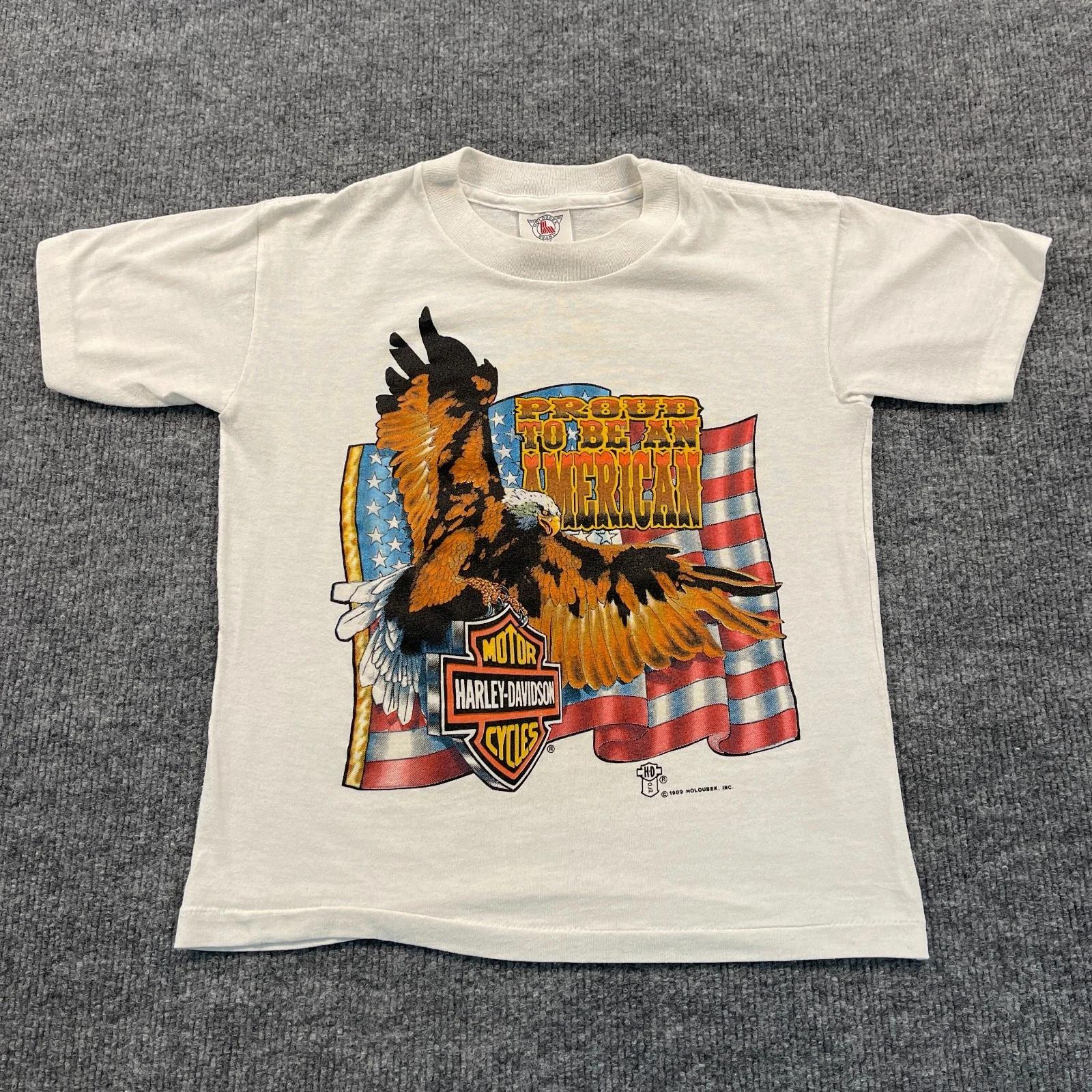 Vintage 1989 Harley-Davidson Eagle Shirt Teens Medium 16x19 Proud-To-Be-American 4XL