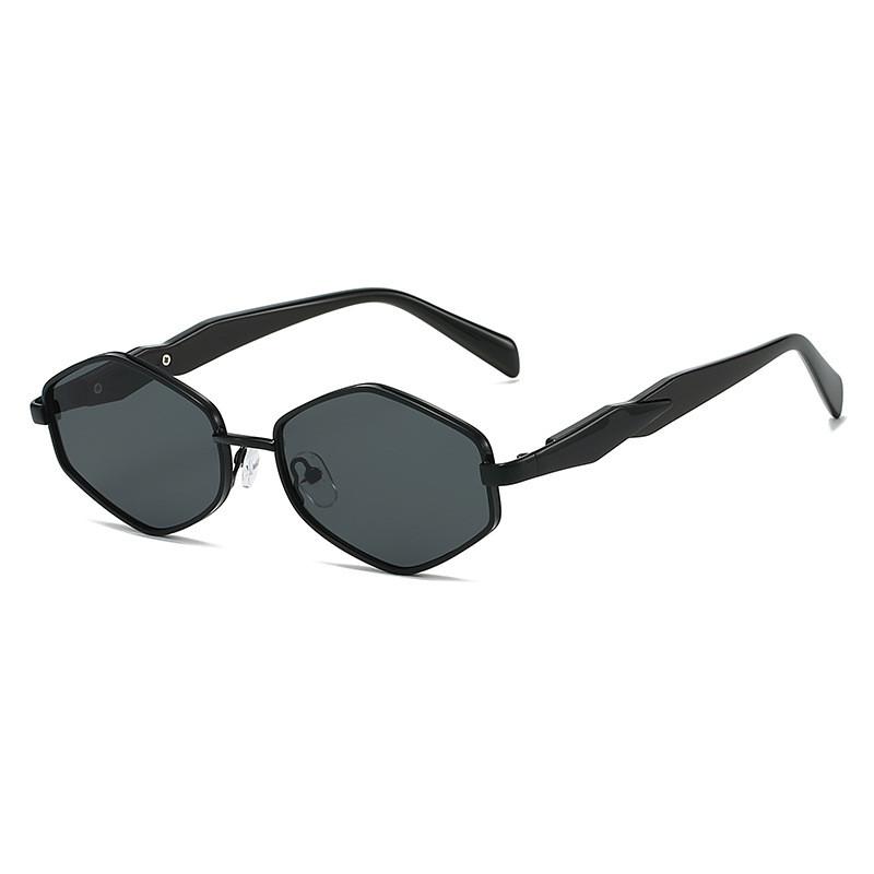 

Винтажные шестиугольные солнцезащитные очки в металлической оправе с серыми линзами, защита от УФ, для вечеринки BlackFrameGrayLens