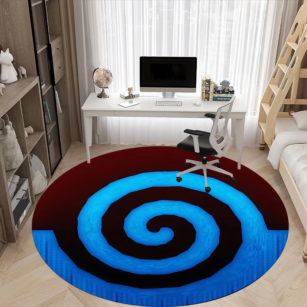 1PC Spiral Wave Office Round Area Rug, Mat Suitable For Office, Under Office Chairs Bedroom Living Room Home Decor, Room Deco