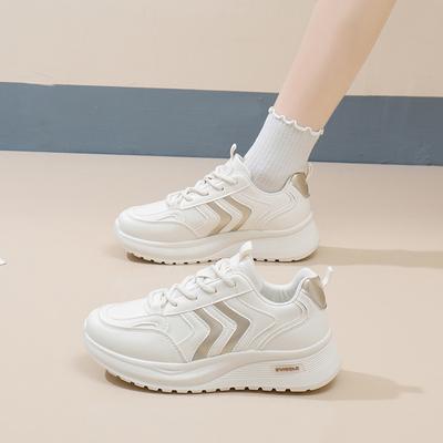 Women's Casual Chunky Platform Sneakers Lace-Up Non-Slip Walking Shoes Comfort PU Leather Workout Tennis Shoes for Women Lightweight Running Sneakers