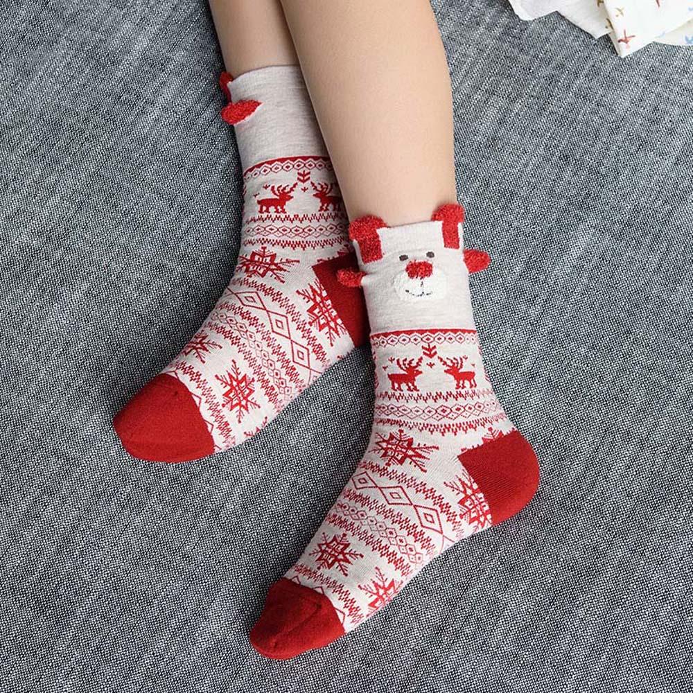 

Cartoon Hosiery Red Women Socks Polyester/Cotton Cartoon Short Socks Daily 3 Pairs