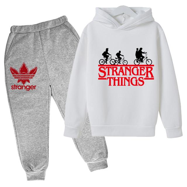 Set 2 pezzi Felpe+pantaloni per bambini Stranger Things 5 Felpe Set di abbigliamento Felpa Bambini Ragazzi Ragazze Set di vestiti Felpe Hellfire Club + Pantaloni Completi 7-8 Years