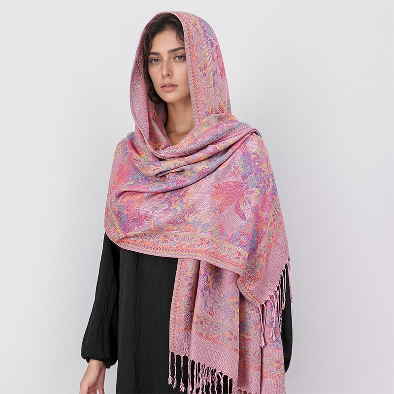 Winter Women Bufanda Jacquard Scarf  Printed Coquette Fashion Silky Long Shawl Ethnic Fringed Travel Scarves