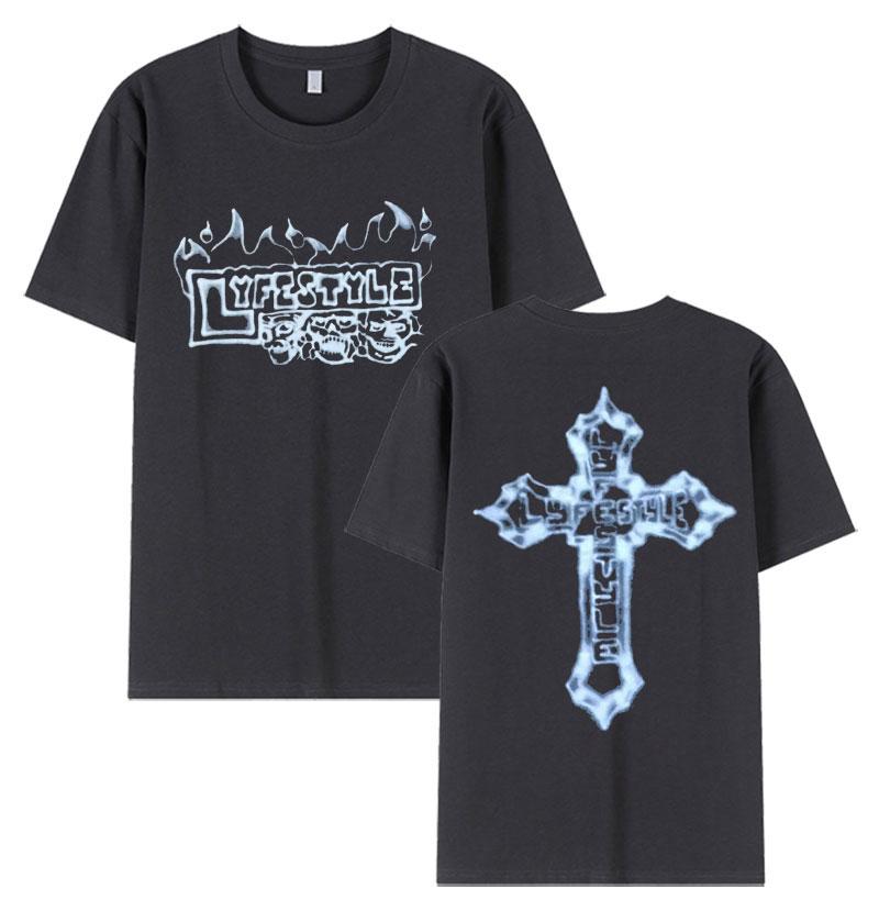 Rapper Yeat Lyfestyle Grafická trička s kostrou Pánské hip hopové gotické tričko s krátkým rukávem Retro nadrozměrná bavlněná trička Streetwear