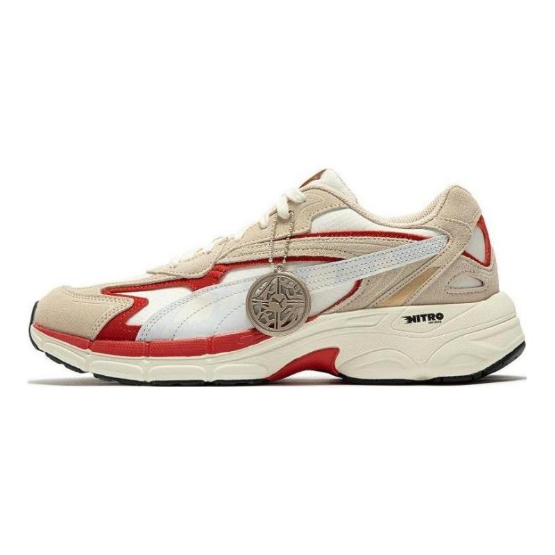 PUMA Teveris Nitro CNY Papermaking Leather Mid Lifestyle Shoes Unisex Beige Red 392947-02 37.5