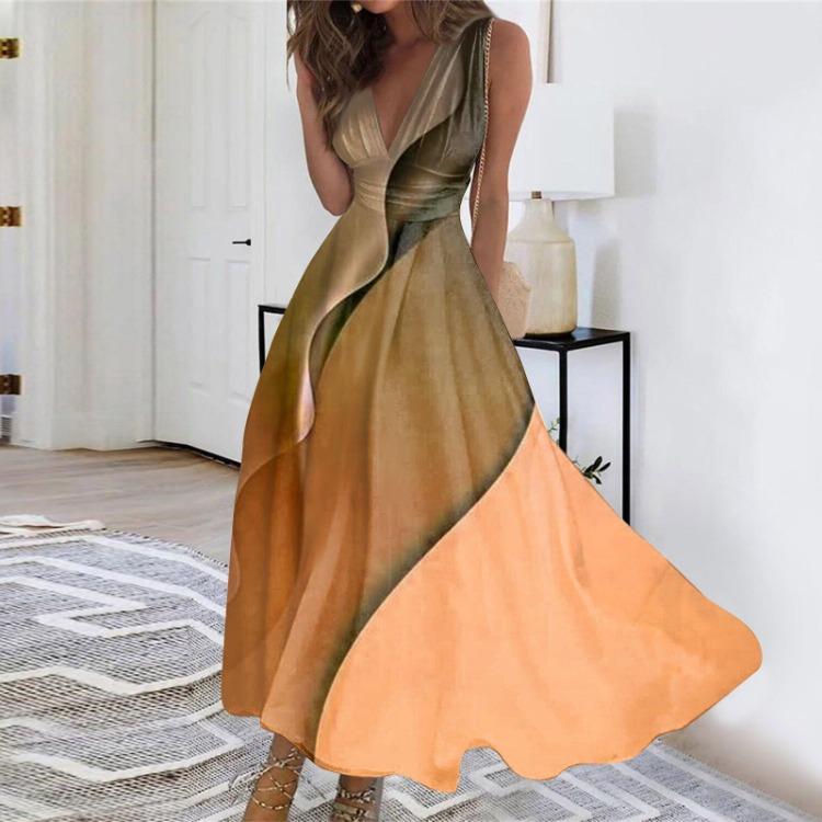 Women's Floral Print Casual Sleeveless Long Maxi Dress V Neck A Line Swing Streetwear Fashion Dress for Outdoor Daily Date Wear