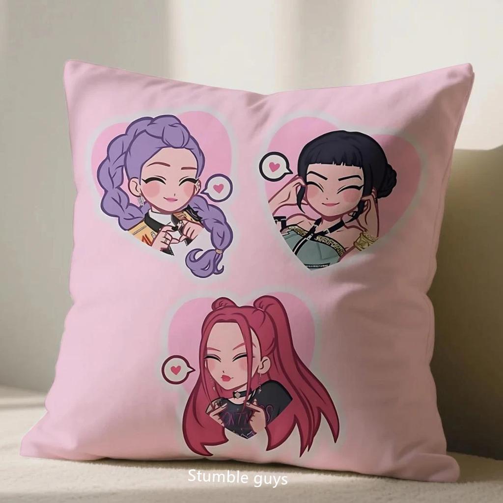 Anime 45x45cm Sofakissenbezug Kpop Dämonenjäger Kissenbezug Weiche Haptik Verbessern Sie Ihren Kpop-Wohnstil