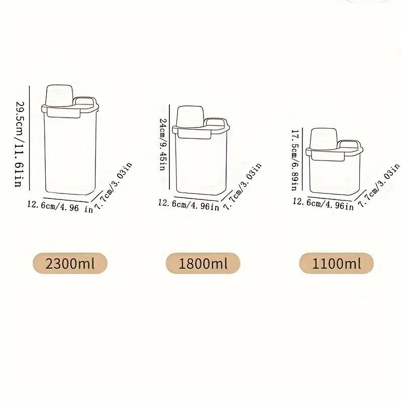 1100ml 1800ml 2300ml Airtight Food Storage Container Reusable Laundry Detergent Dispenser for Grains Rice Flour Kitchen Pantry