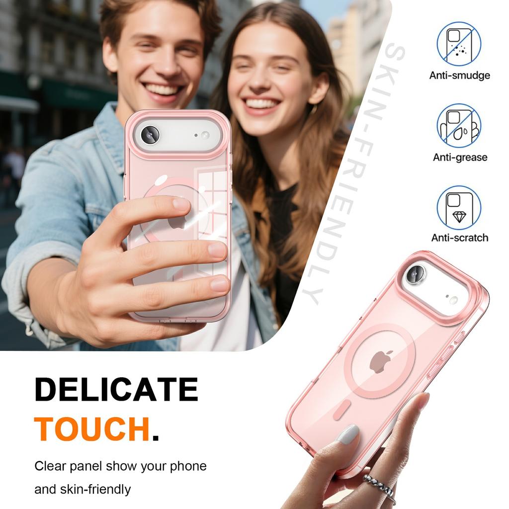 For iPhone Air Case Compatible with MagSafe PC+TPU Clear Phone Cover with PET Screen Film