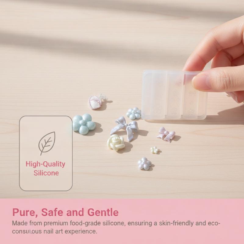 3D Silicone Nail Art Mold With Bow Flower Rose Key Patterns Easy To Demold Reusable For Home Diy Manicure Nail Salon Use
