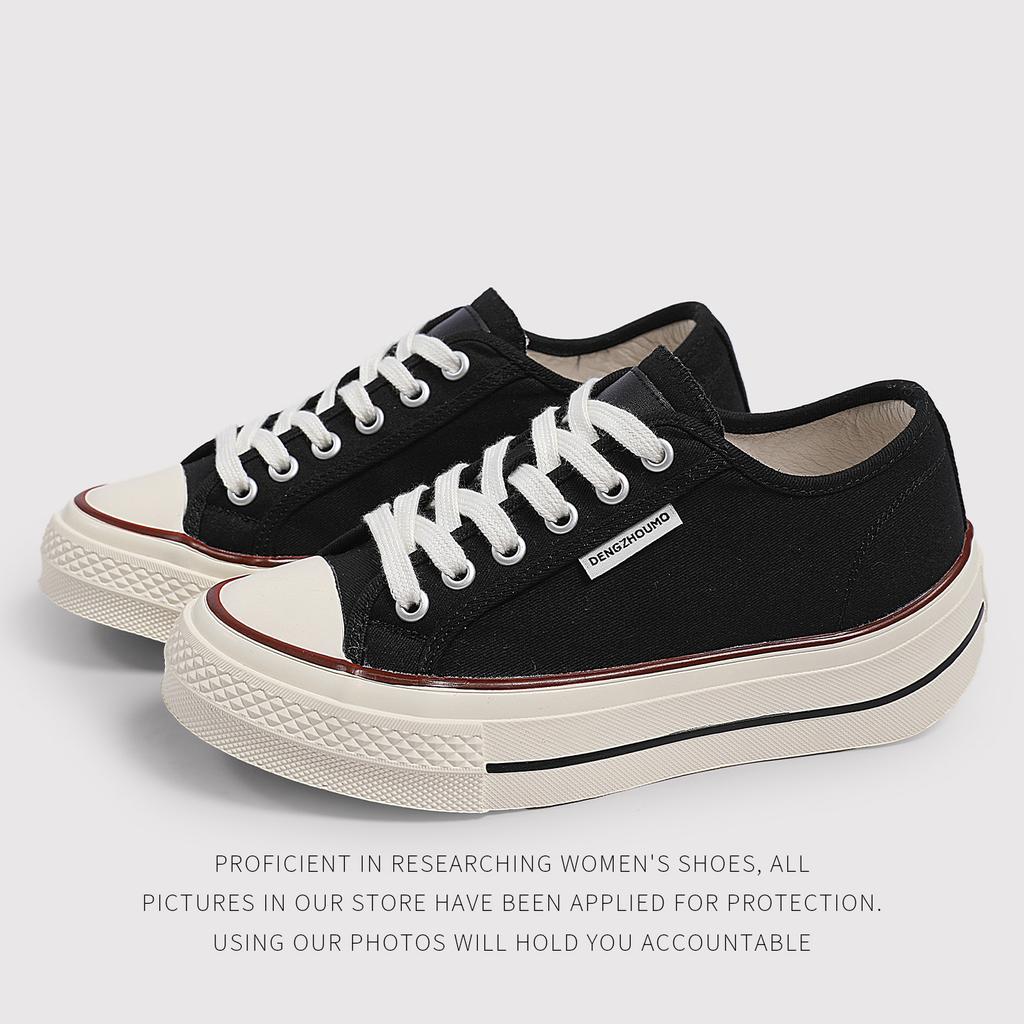 6Cm First Layer Cowhide Inner Sheepskin Insole Mango Head Canvas Shoes Women'S Shoes Summer Thin Board Shoes Versatile