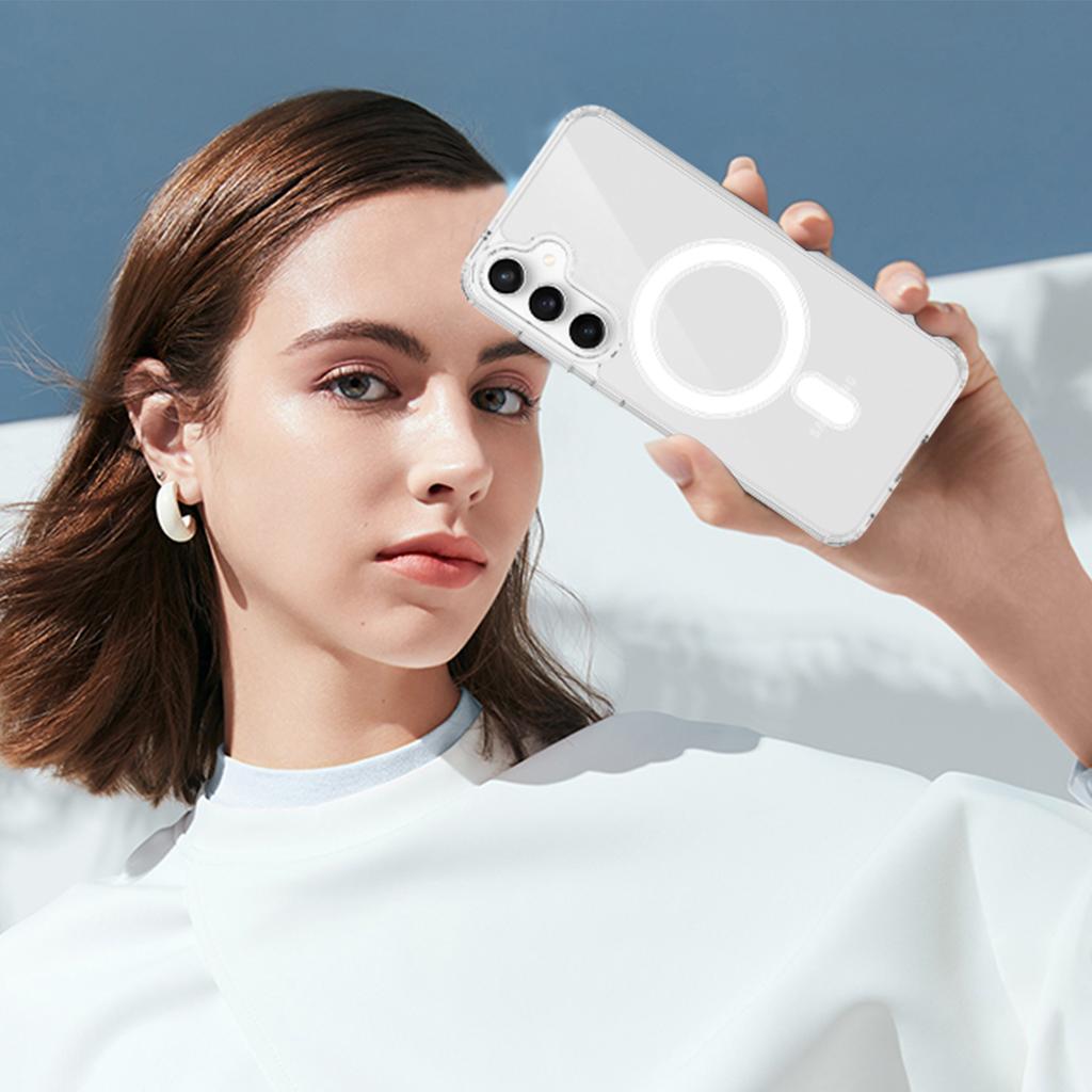 For Samsung Galaxy S25 FE Clear Phone Magnetic Case TPU+Acrylic Back Cover