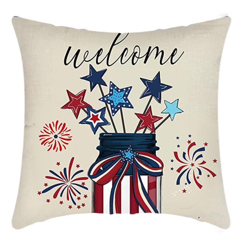 Independence Day Pillow Case Flag Print Home Living Room Bedside Decoration Pillow Cushion Pillow Case
