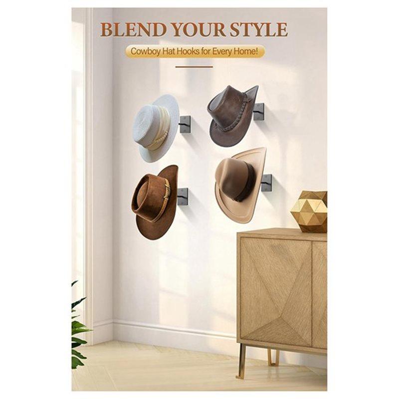 Fresh Hats Hooks 8 Pack Cowboy Hat Holder Wall Mount, For Western-Rustic Metal Sun Hats,Wide Brim