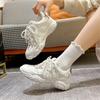 Leather Thick-soled Inner Height-increasing Lace Training Shoes for Women's 2025 Spring and Summer New Pearl Retro Silver Casual Forrest Gump Shoes