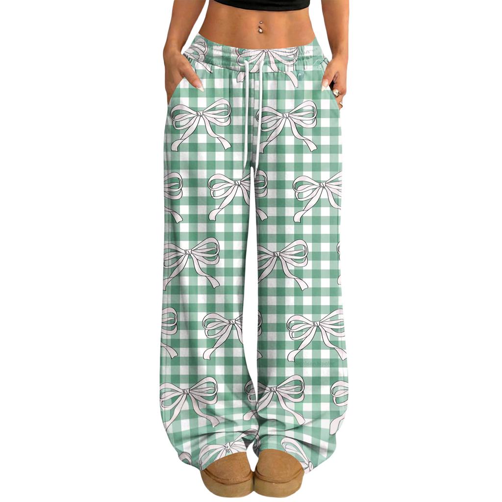 Women's Casual And Fashionable  Elastic Waist Loose Wide Leg Pants
