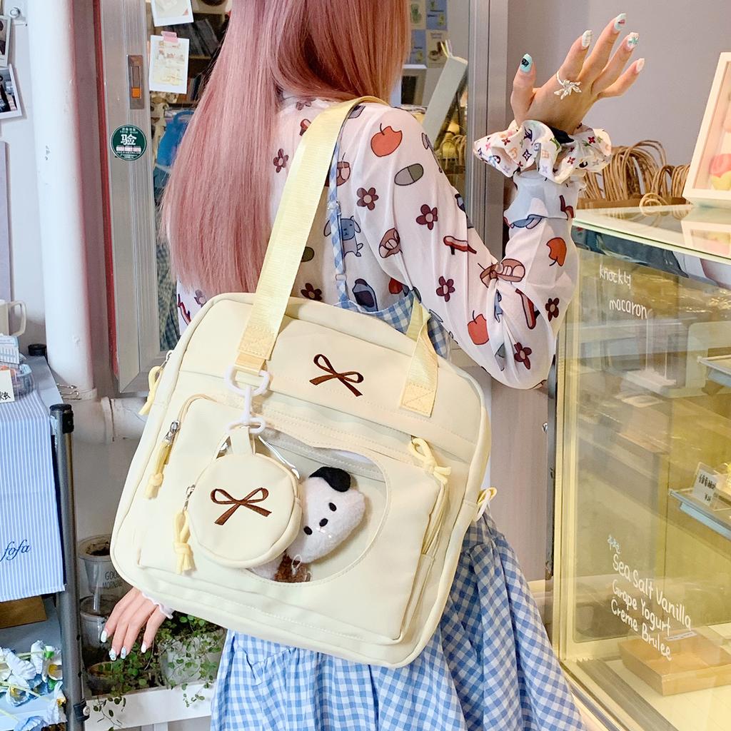Bow shoulder bag Comic-Con transparent pain bag cute Japanese two-dimensional messenger bag student class tutoring bag woman