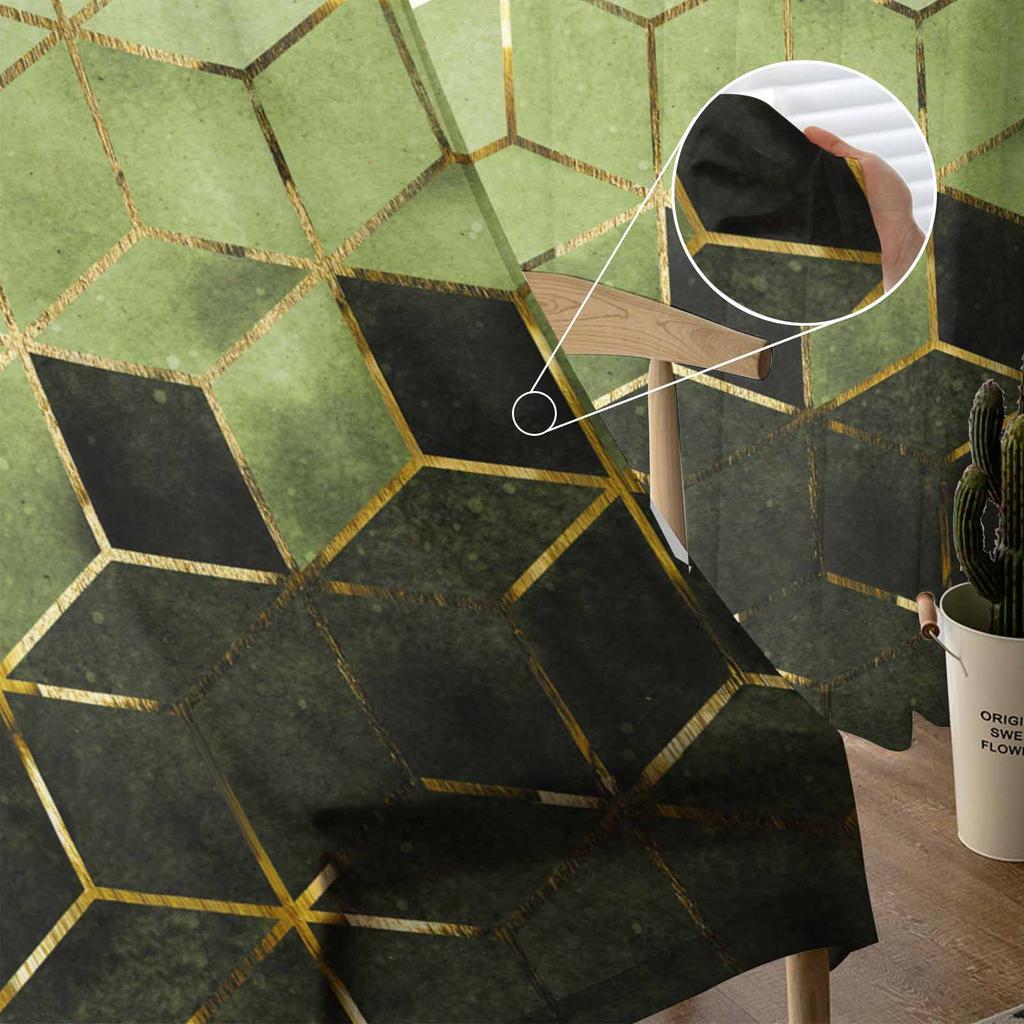 Geometrische Abstrakte Kunst Grüne Marmor Transparente Vorhänge zur Wohnzimmerdekoration Fenstervorhänge Küche Tüll Voile Vorhänge
