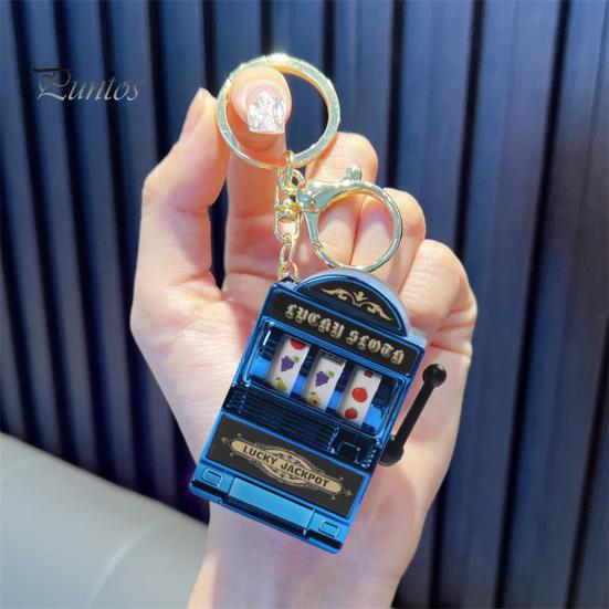 Mini Casino Game Console Keychain Portable Plastic Key Chain Fun Gift for Gamers Multi-Functional Gaming Key Ring