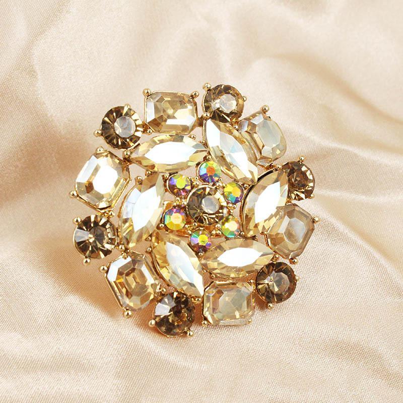 European & American Retro Style Rhinestone Flower Ring - Women s Large Size, Open Design