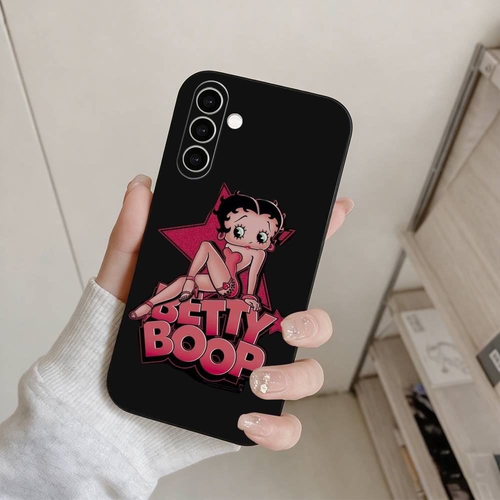 B-Betty Cute B-Boop Phone Case For Samsung Galaxy A73,A72,A71,A70,A53,A52,A51,Others Soft Black Cover
