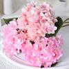 Artificial Hydrangea with Green Leaves Stem Realistic Fake Flower Wedding Home Office Table Centerpiece Faux Floral Branch Flower