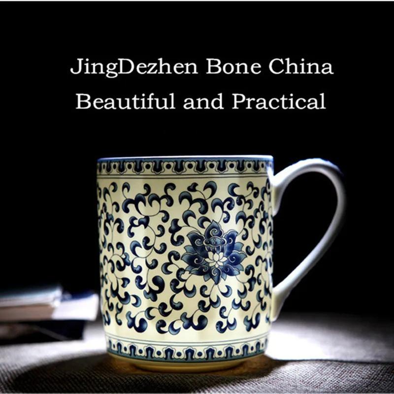 Jingdezhen Blue and White Porcelain Mug Chinese Dragon Ceramic Cup Office Meeting Water Cup Bone China Green Tea Coffee Mug