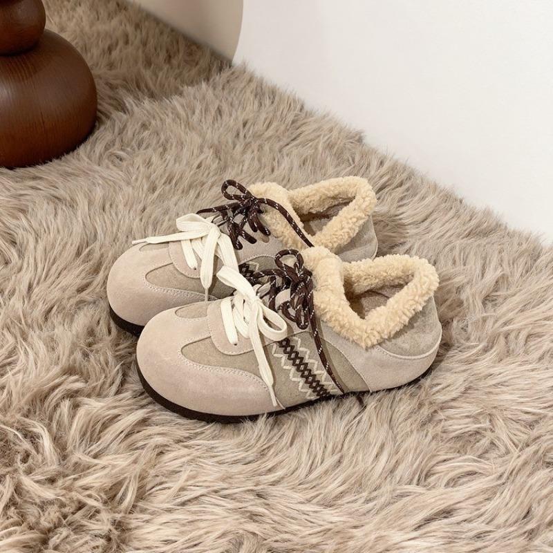 Baotou chestnut buns keep warm in winter mandarin duck shoelaces increase the height of wool integrated women