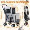 Pet Travel Carrier Strolling Cart Double Pet Stroller for Dog Cats Quick-Folding Dog Stroller Carrier with Detachable Carriers